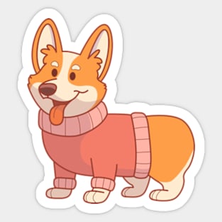 Corgi wearing a red sweater Sticker